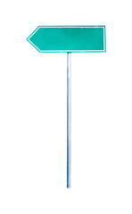 green arrow traffic sign board isolated