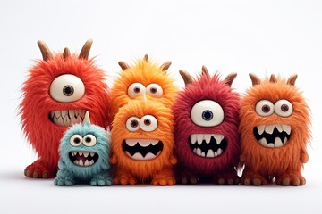Funny and cute colorful monsters with big open mouths as copy space. Cute Monsters Vector Set. Generative AI.