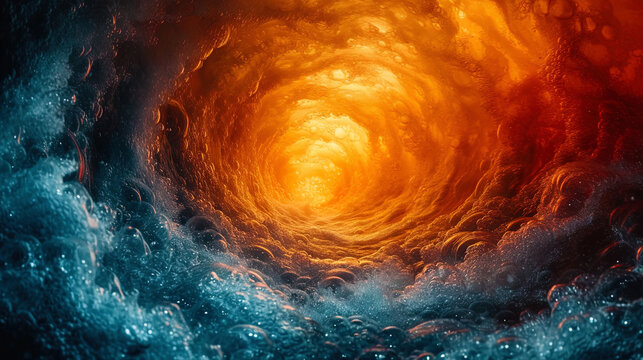 The background on which blurry watercolor paints form warm and cold concentric circles, creating the impression of a water vorte