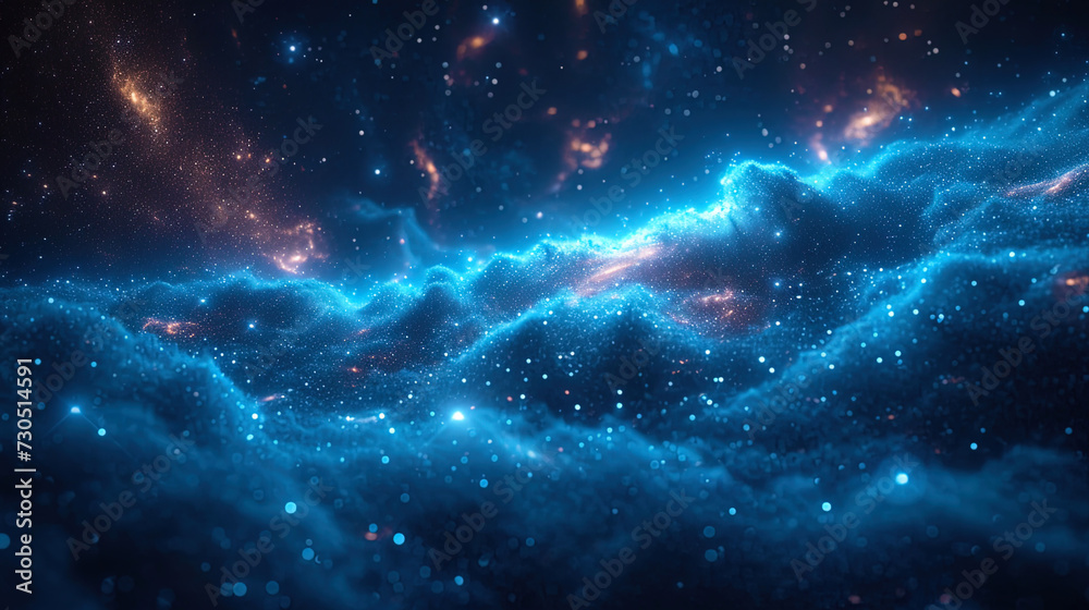 Canvas Prints The background with the effect of star rain, where small particles slowly touch each other, creating a magnificent effect of galactic move