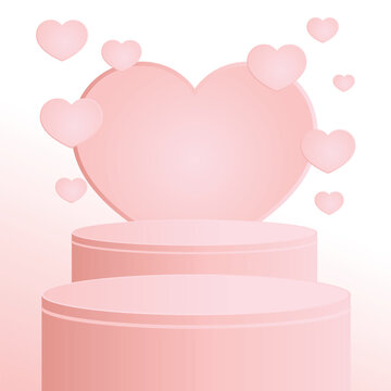 Pastel Pink Podium and Happy Valentine`s Day Love Concept.