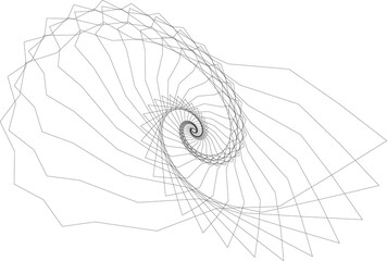 Spiral with lines in circle. Geometric art