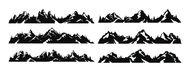 Hand drawn sketch of hiking or climbing on mountain. Nature highlands drawing, mountains landscape engraving. Vector isolated illustration	 - obrazy, fototapety, plakaty