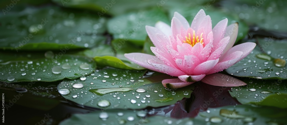 Canvas Prints Gorgeous water lily in garden post-rain