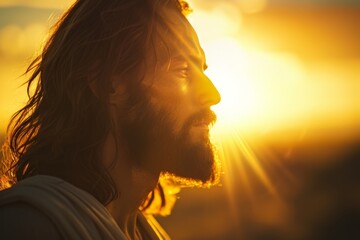 Jesus Christ against the background of sun rays