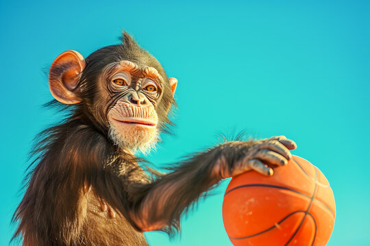 Little monkey plays basketball 