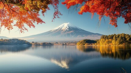 Autumn foliage at Mount Fuji