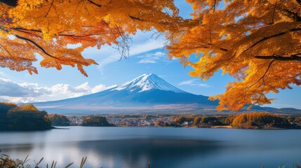 Autumn foliage at Mount Fuji