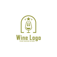 wine simple logo design vector, bar and club logo inspiration