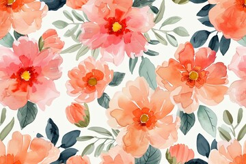 watercolor flower pattern background - generative ai