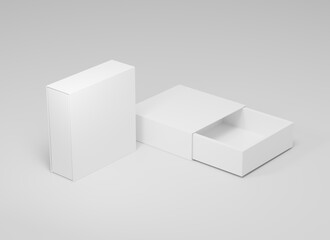 blank white product packaging paper cardboard box. 3d Render Illustration.