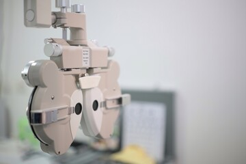 Closeup of Phoropter for eye exam 