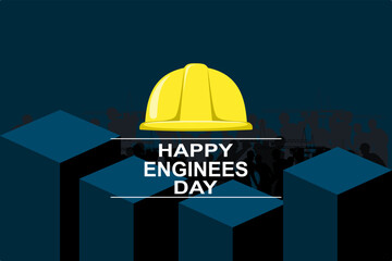 Happy Engineers day Background with safety hat at work