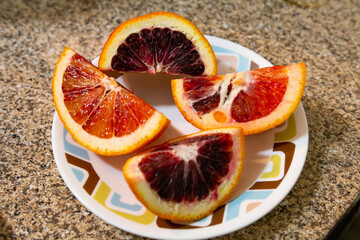 Blood Orange Slices on a Plate