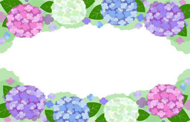 vector frame image of colorful hydrangea flowers