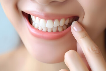 アジア人女性の白い歯が輝く笑顔