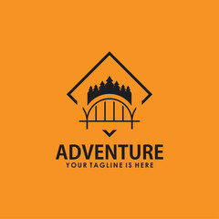 mountain and forest logo concept, adventure vintage logo inspiration