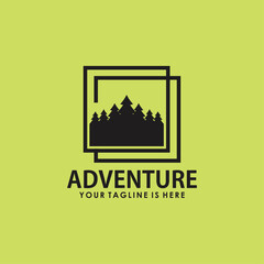 Obraz premium mountain and forest logo concept, adventure vintage logo inspiration