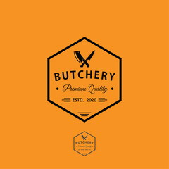 butchery vintage logo design concept, knife logo design