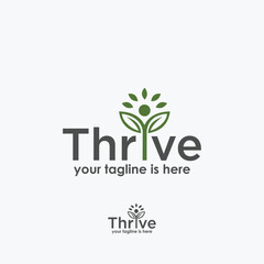 thrive logo design vector, nature logo concept