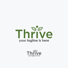 thrive logo design vector, nature logo concept