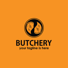 butchery logo design concept, knife vintage logo vector
