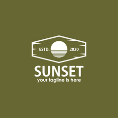 sun vintage logo design vector, travel logo inspiration