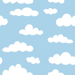 seamless pattern blue sky, white clouds