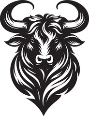 Taurus Bull Crest in Black and White Vector Art
