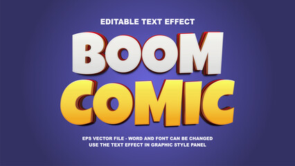 Editable Text Effect Boom Comic 3D Vector Template