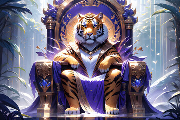 Draw a tiger sitting on a throne Generative AI