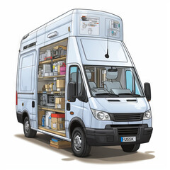 Delivery Van Full of Packages Illustration

