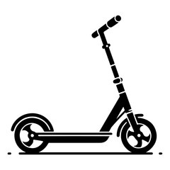 minimal Two wheeled Kick scooter vector black color silhouette, white background