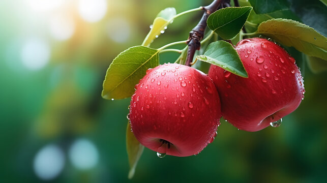 red aple tree on blurred greenery tree background