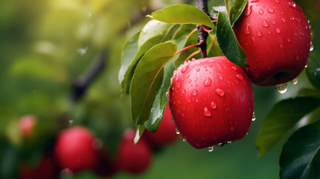 red aple tree on blurred greenery tree background