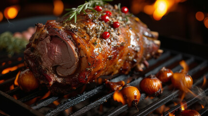 Get ready for a mouthwatering experience with this fireside roast lamb slowcooked over open flames and filled with smoky aromatic flavors.