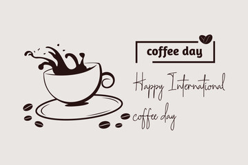international coffee day design vector, cafe vintage background design inspiration