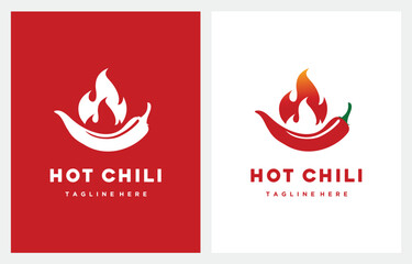 Hot Flame Chilli Pepper logo design vector in red color