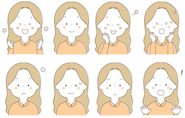 若い女性の表情セット5