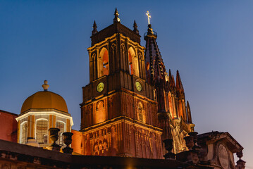 Close up of Parish of San Miguel de Allende , neo-Gothic architectural style, Mexico
