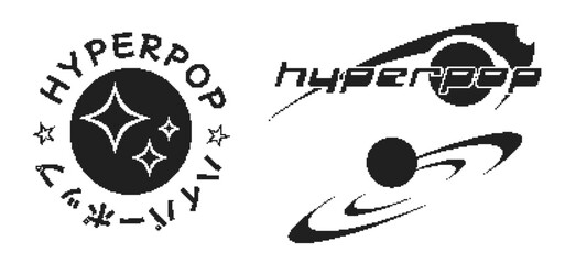 Pixel Art Style Black Y2K Acid Techno Hyperpop Element Template set