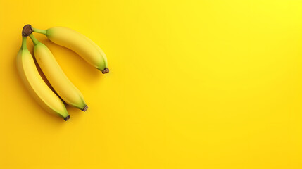 fresh banana on isolated yellow background