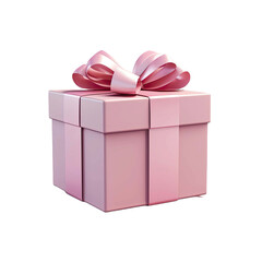 Pink gift box and red heart bloons isolated on trasnparent background