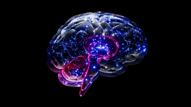 Brain digital animation. Neuron connections. Futuristic medical technology concept. 3D Render.