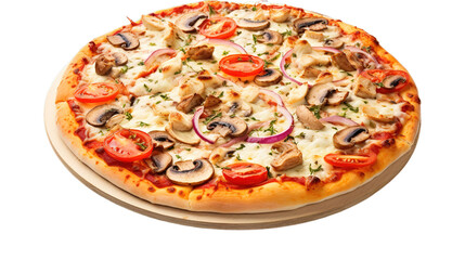 Delicious pizza isolated on transparent background, Generative ai.