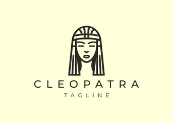 Cleopatra logo design vector icon illustration