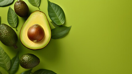 close-up of a fresh avocado slice on a green background