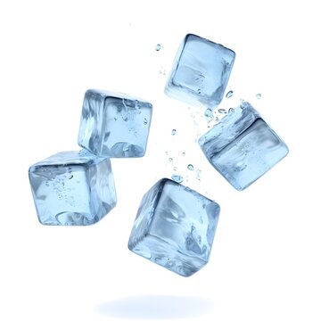 Ice Cubes and Water Drops isolated