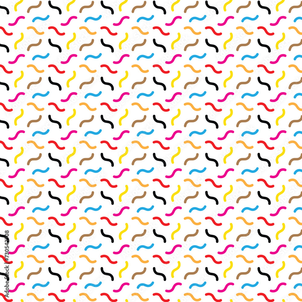 Poster abstract hand drawn seamless repeatable colored dash pattern.