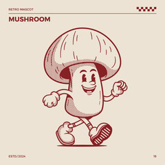 Mushroom Retro Mascot, cartoon mascot
